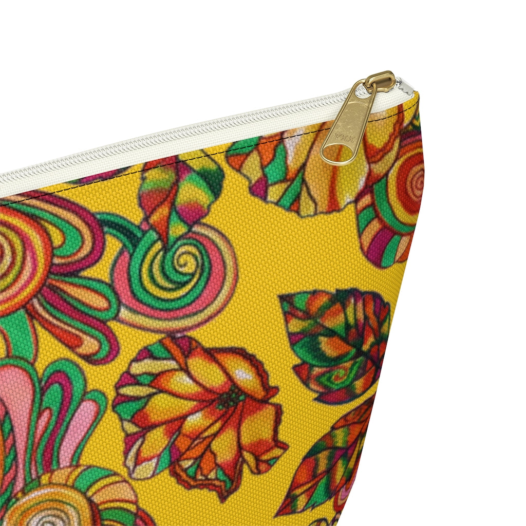 Yellow Artsy Floral Accessory Pouch