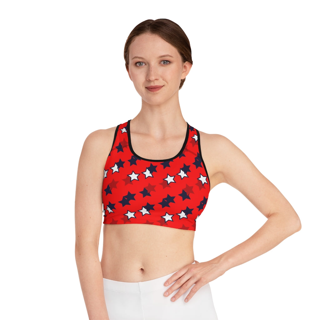 Red Star Print (AOP) Sports Bra