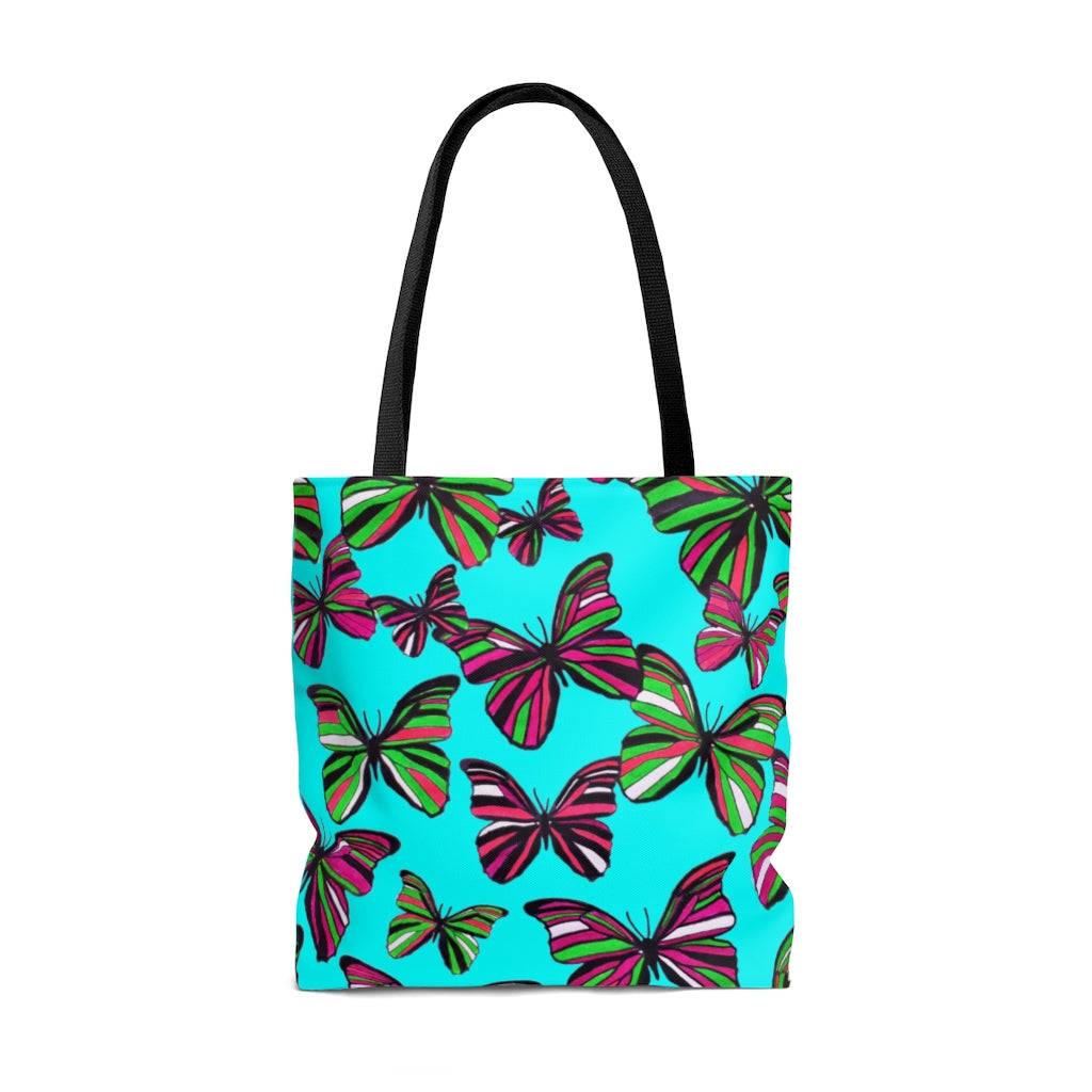 AOP Butterflies Cyan Tote Bag