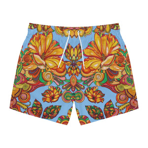 Artsy Floral Men's Sky Swimming Trunks