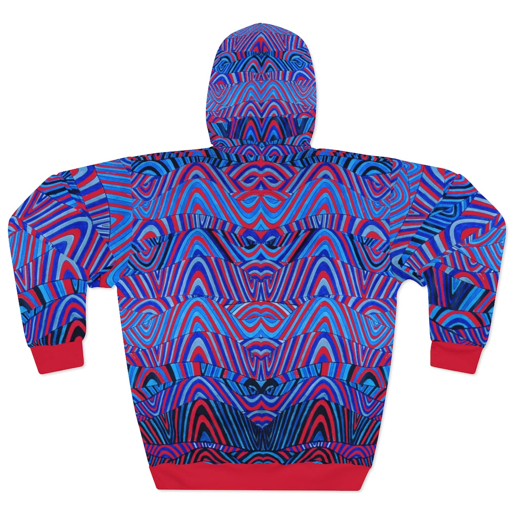 marron & blue psychedelic print unisex pullover hoodie
