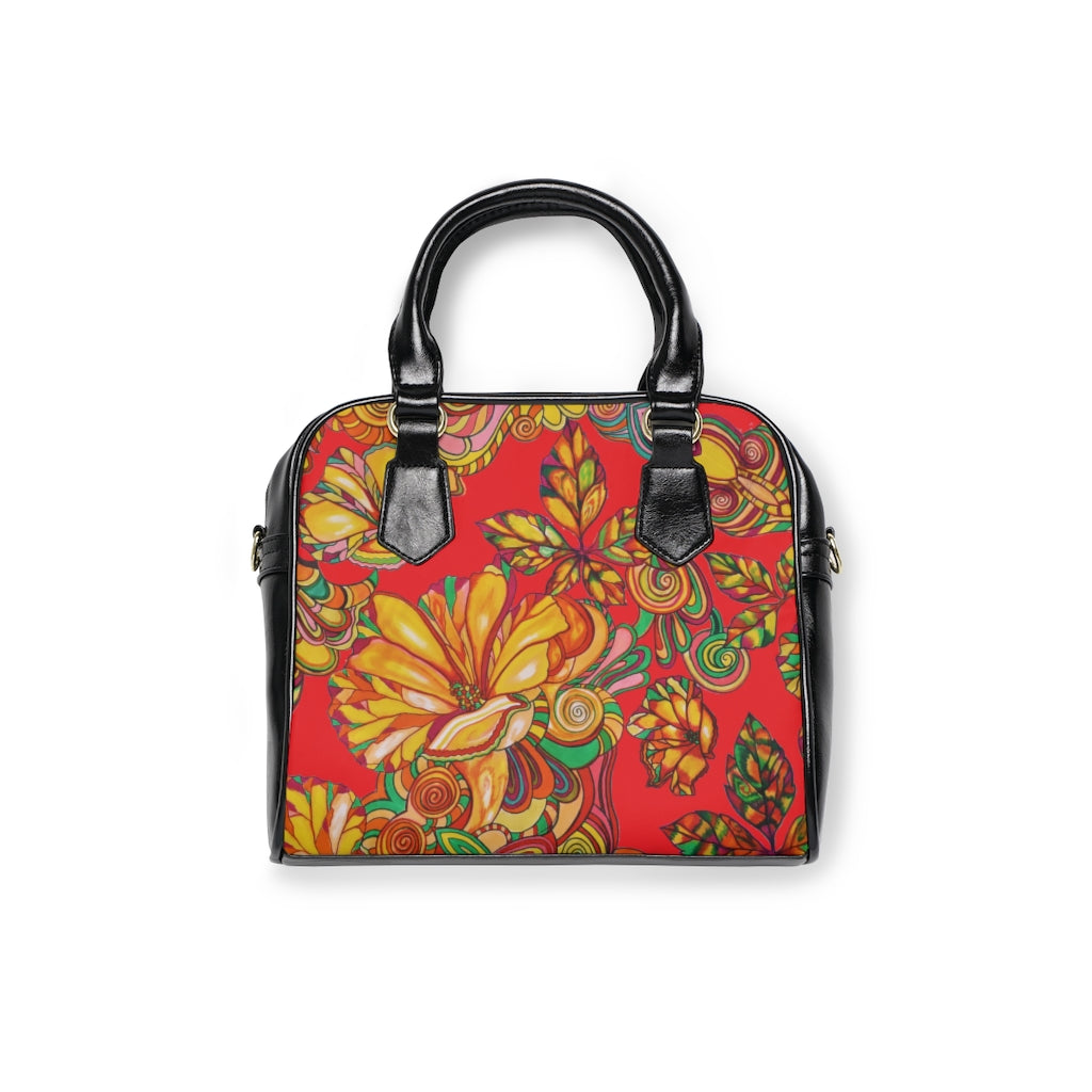 Red Artsy Floral AOP Handbag