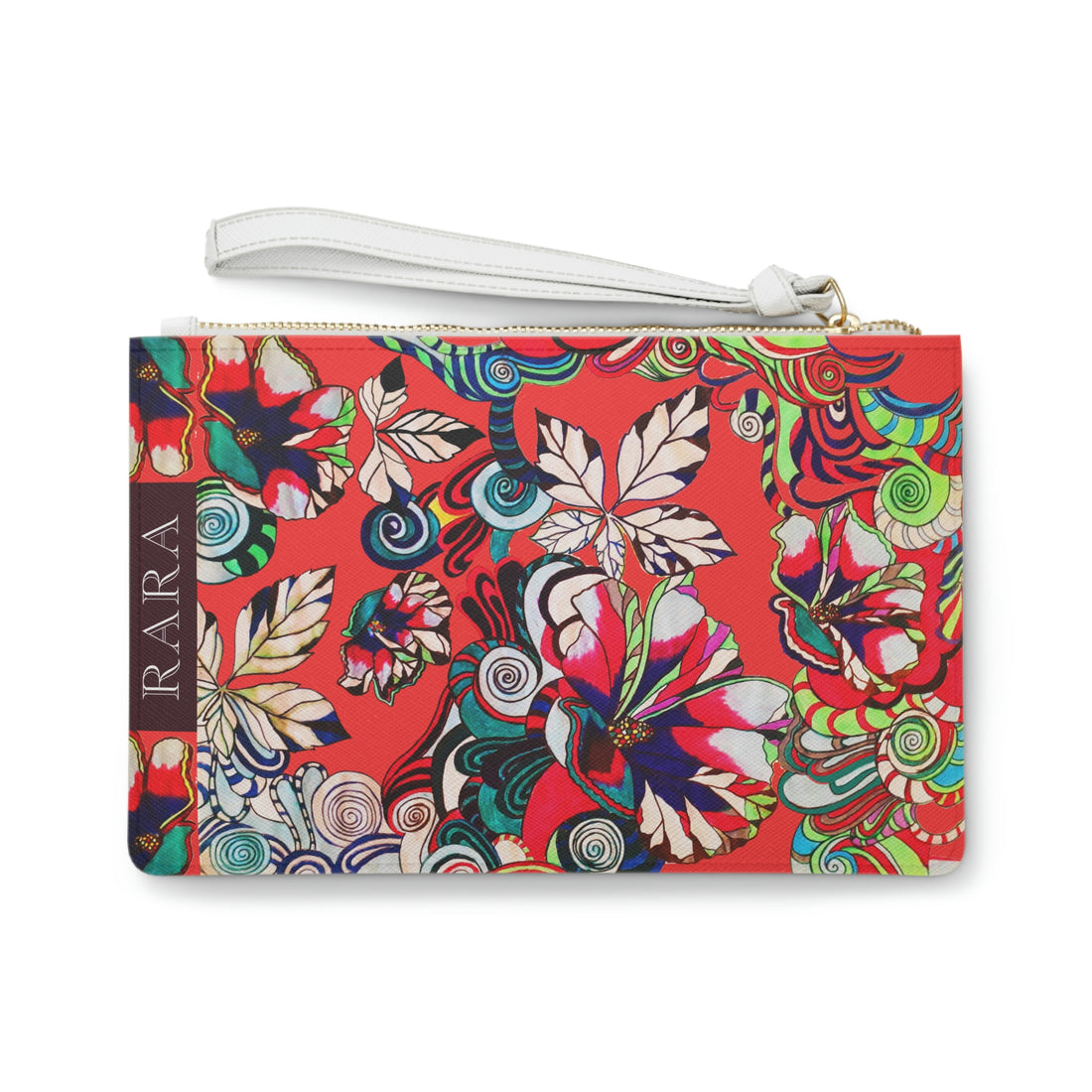 vermillion floral pop clutch bag