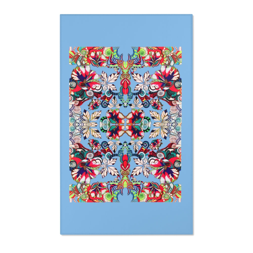 Artsy Floral Pop Sky Area Rug