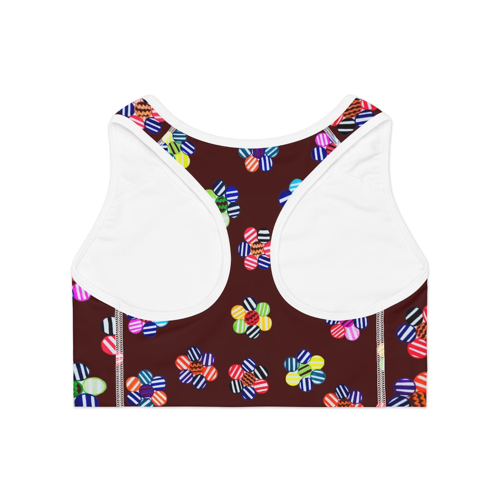 Marsala Candy Florals (AOP) Sports Bra