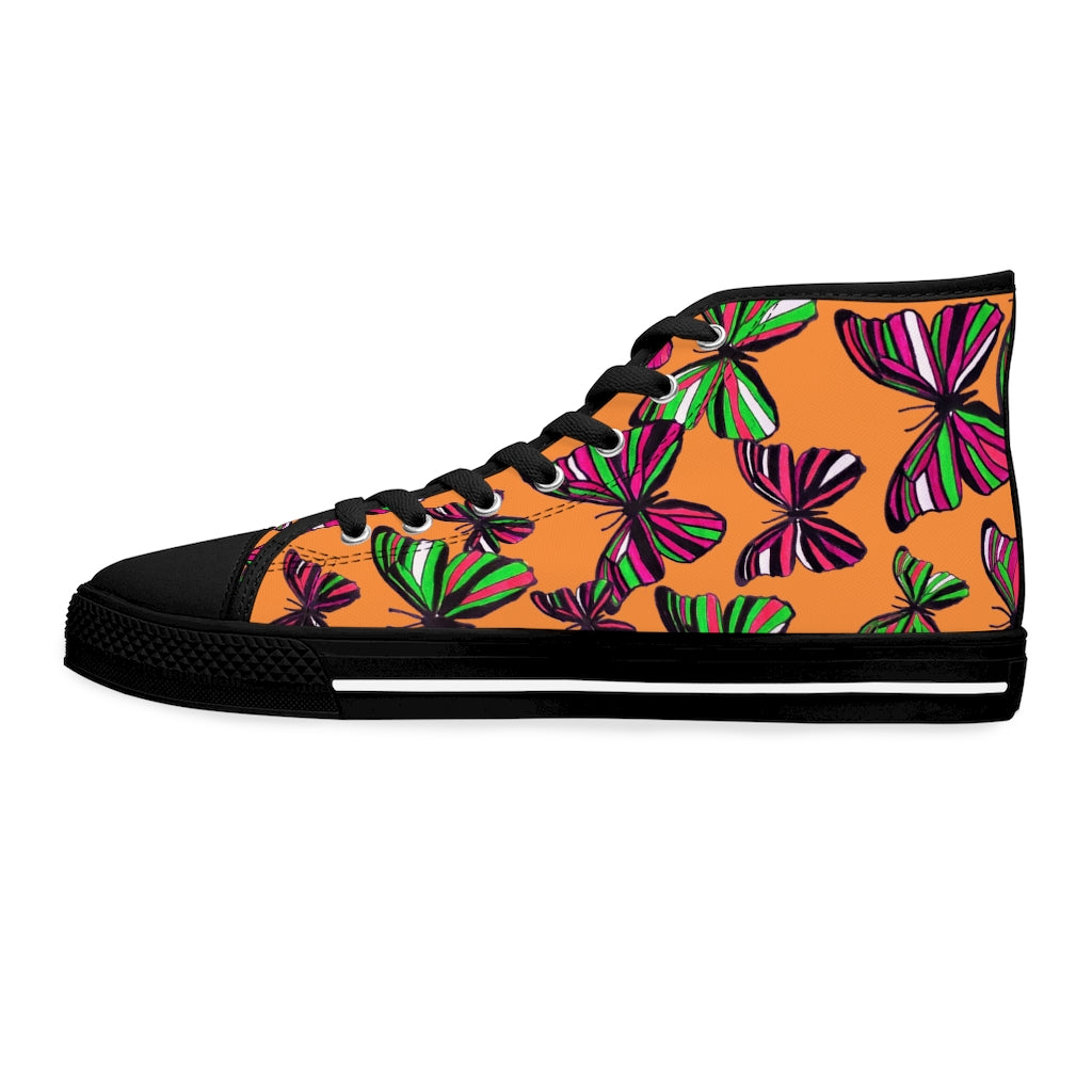 Peach Butterflies Women's High Top Sneakers