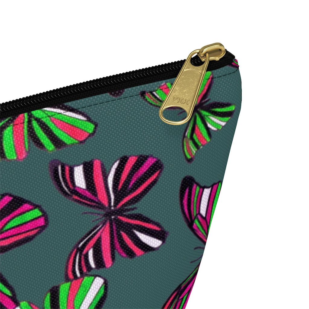 Butterflies Military Green Accessory Pouch
