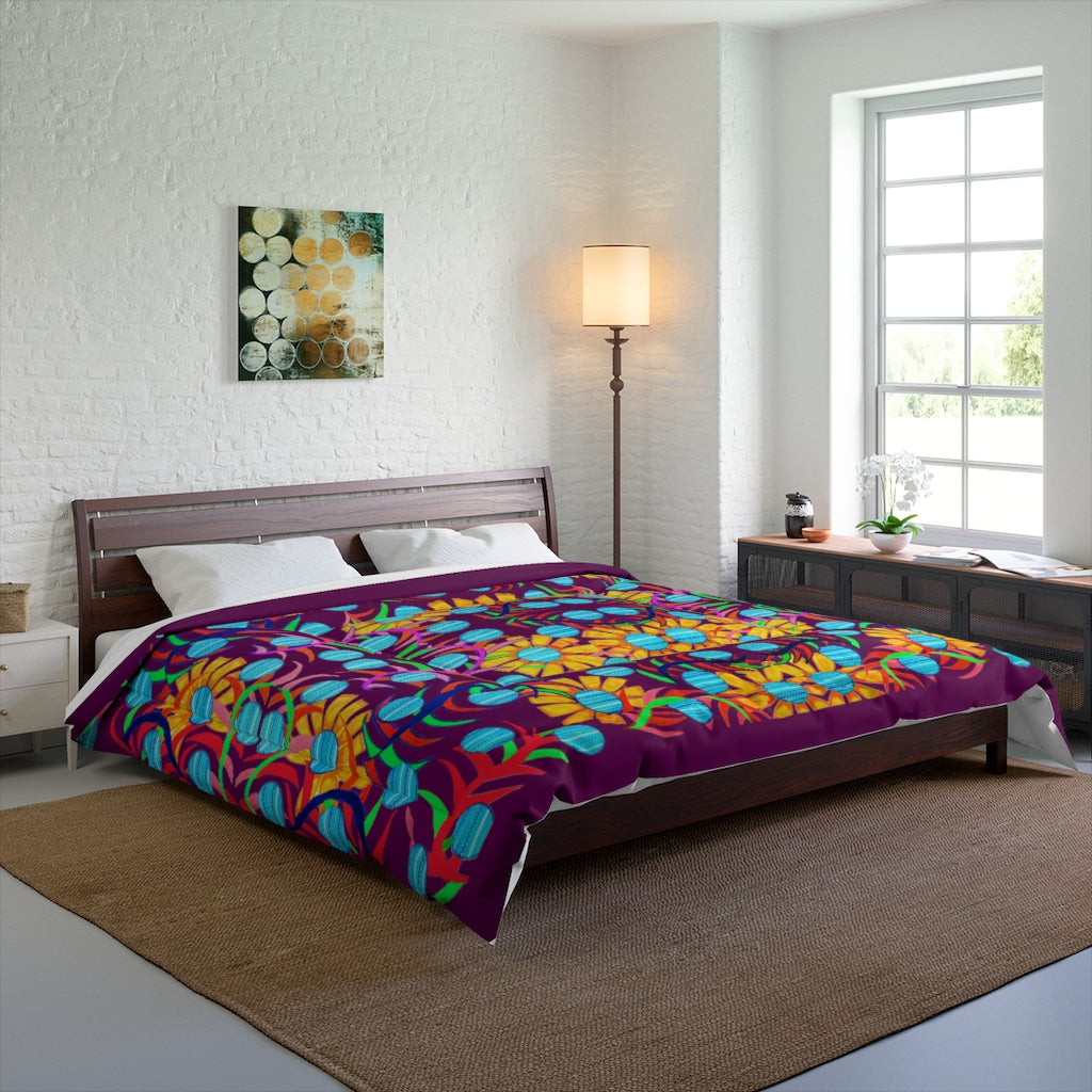 Sunflower Bloom Plum Comforter