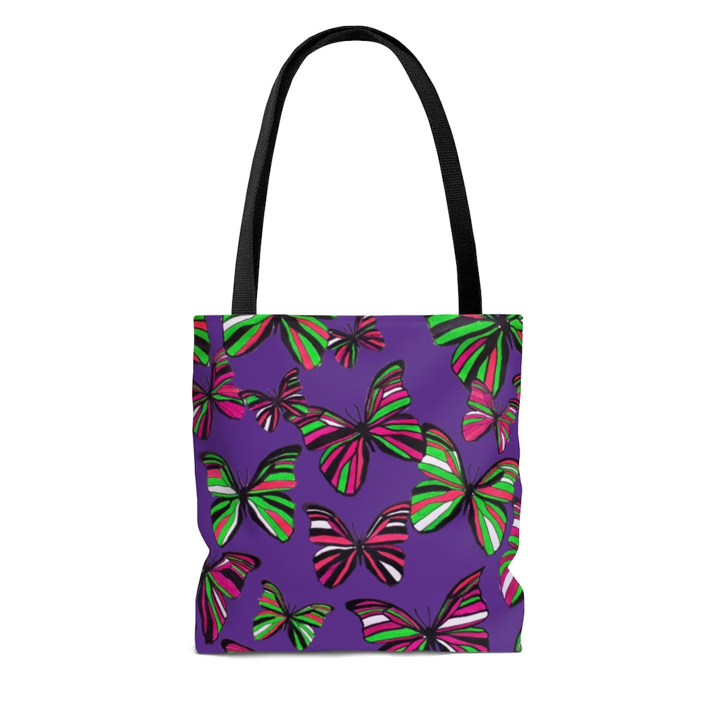 AOP Butterflies Purple Tote Bag