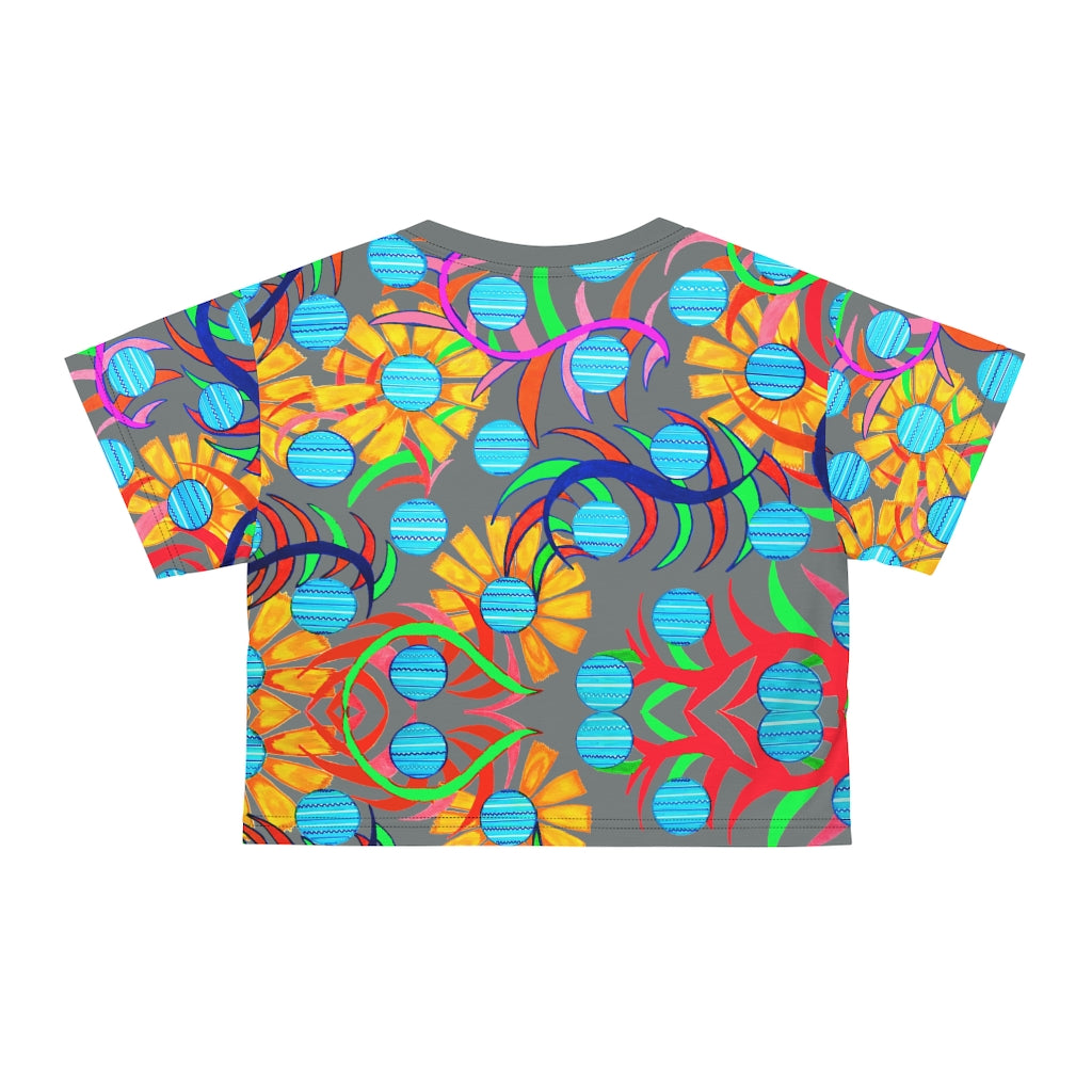 Ash Sunflower AOP Crop Tee