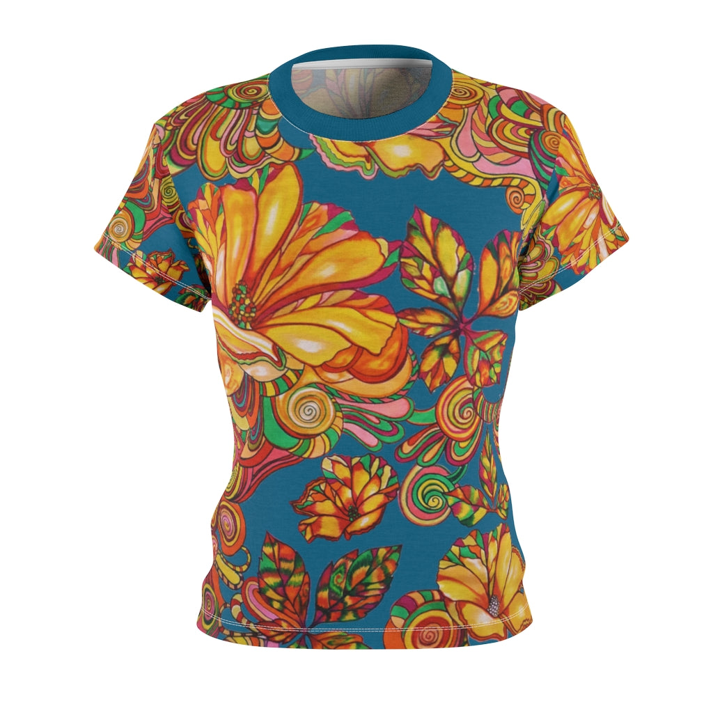 Artsy Floral Teal AOP T-Shirt