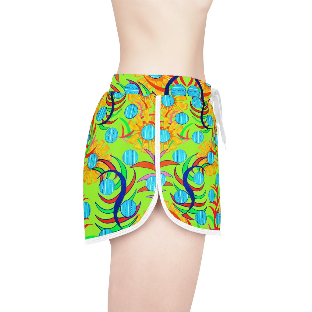Lime Green Sunflower Relaxed Shorts