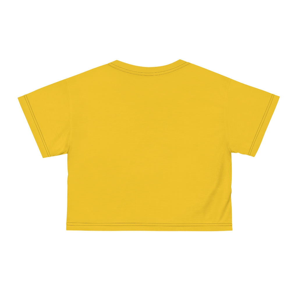 yellow LOVE printed crop t-shirt for women