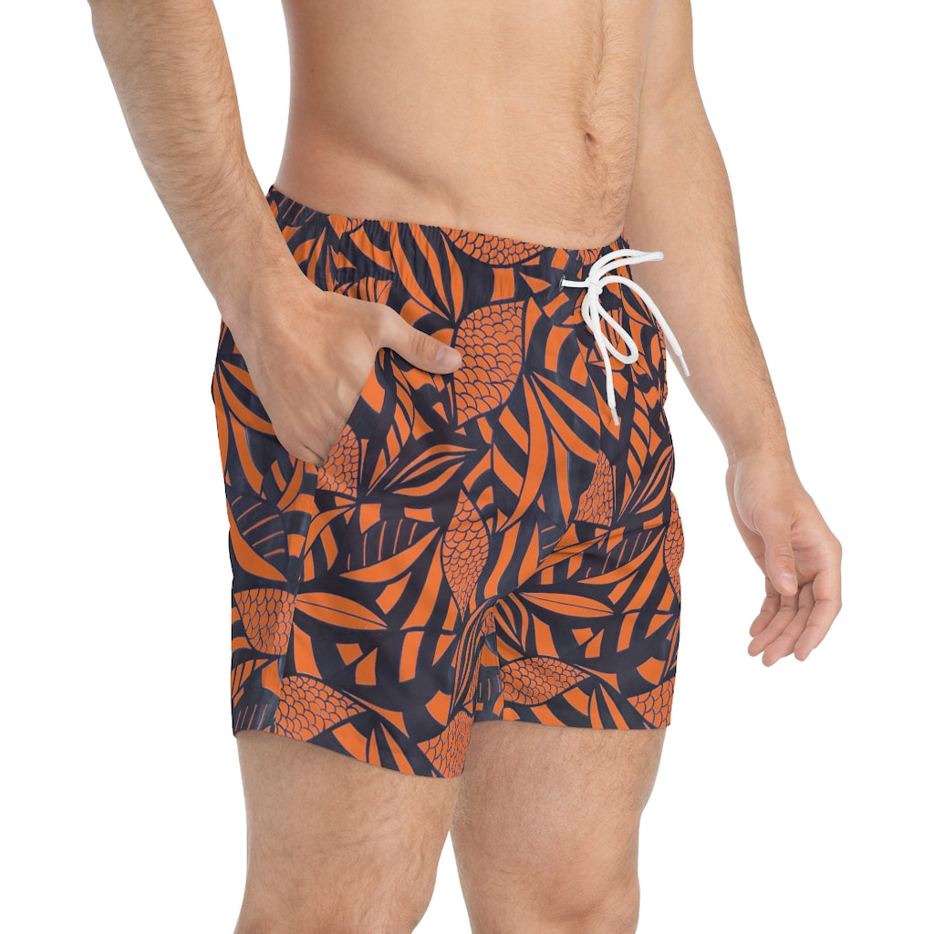 Orange Tropical Minimalist Men's Swimming Trunks