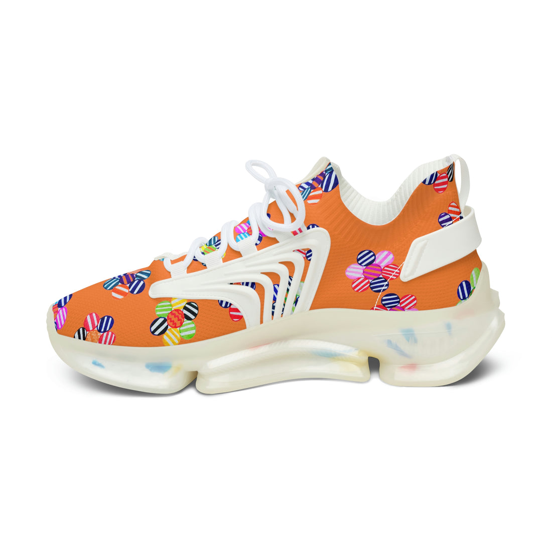 Peach Candy Floral Printed OTT Women's Mesh Knit Sneakers