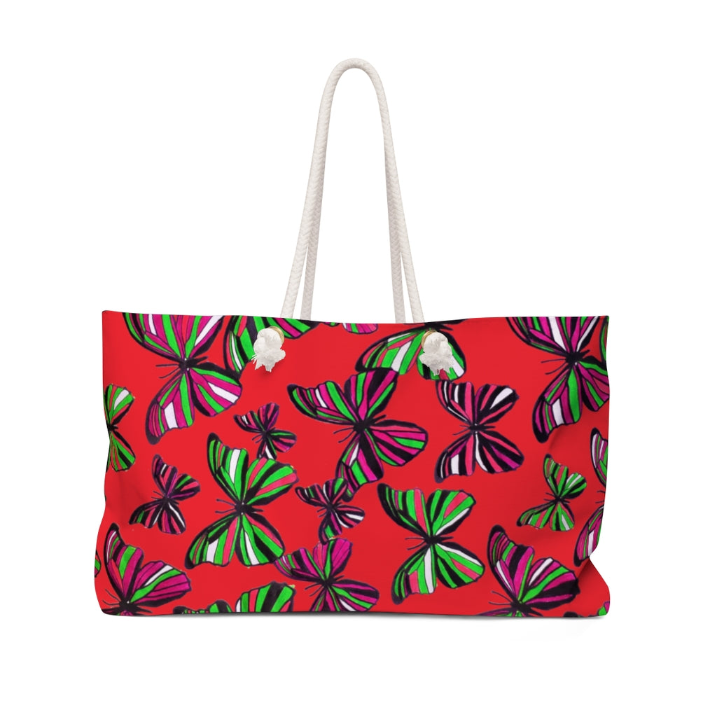 Butterflies Red Weekender Bag