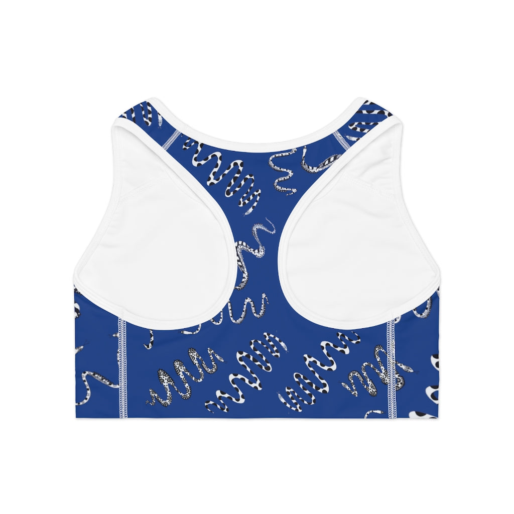 Blue Snake Print (AOP) Sports Bra