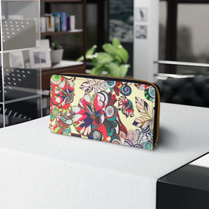 cream graphic floral pop wallet
