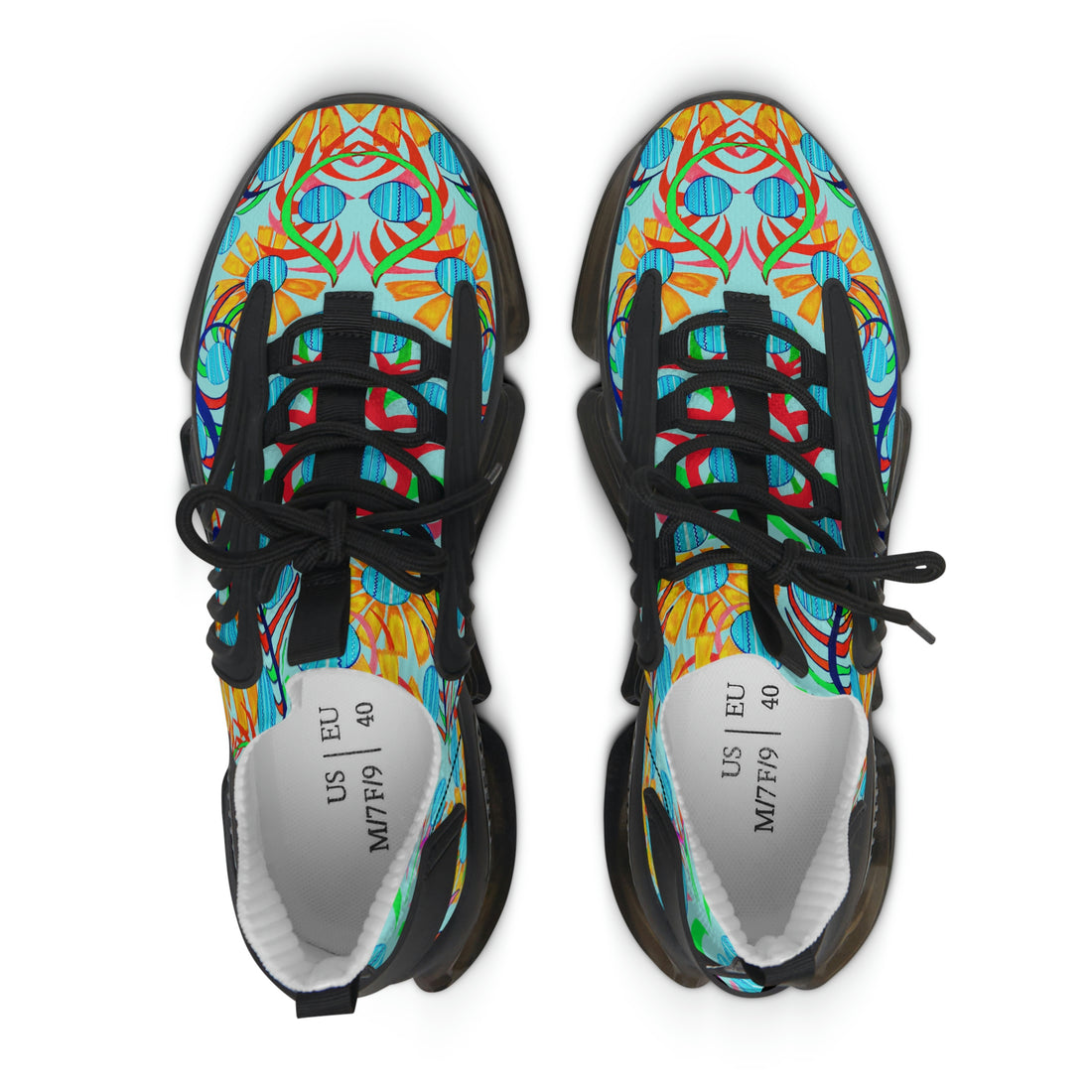 Icy Blue  Sunflower Printed OTT Women's Mesh Knit Sneakers