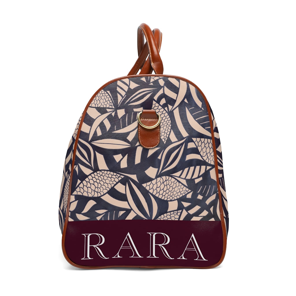 nude tropical print waterproof duffel bag for travelling