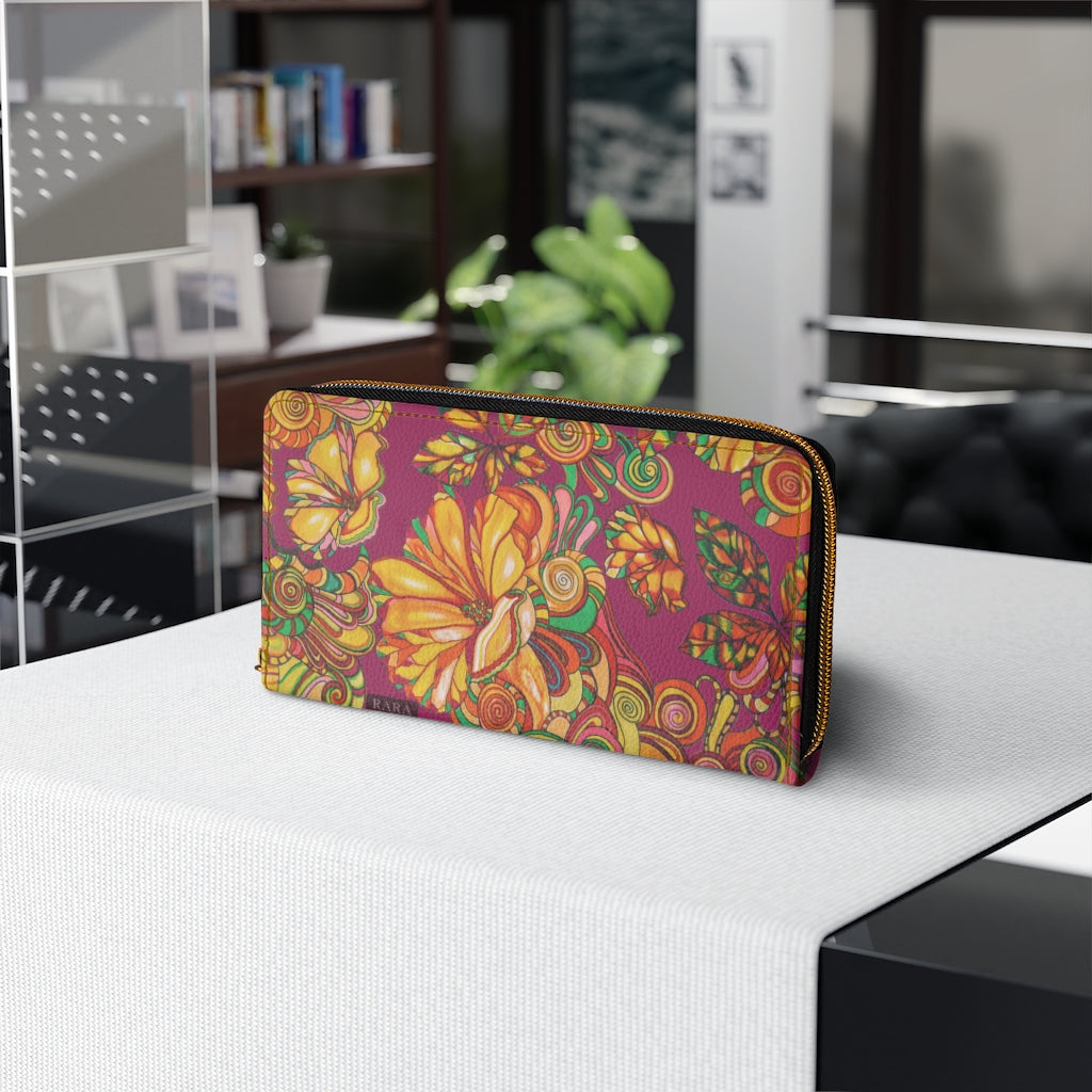 Orchid Artsy Floral Zipper Wallet