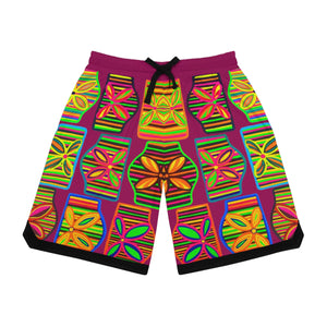 orchid psychedelic waves print basketball shorts 