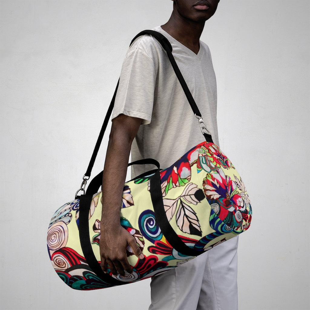 Artsy Floral Pop Cream Duffel Bag