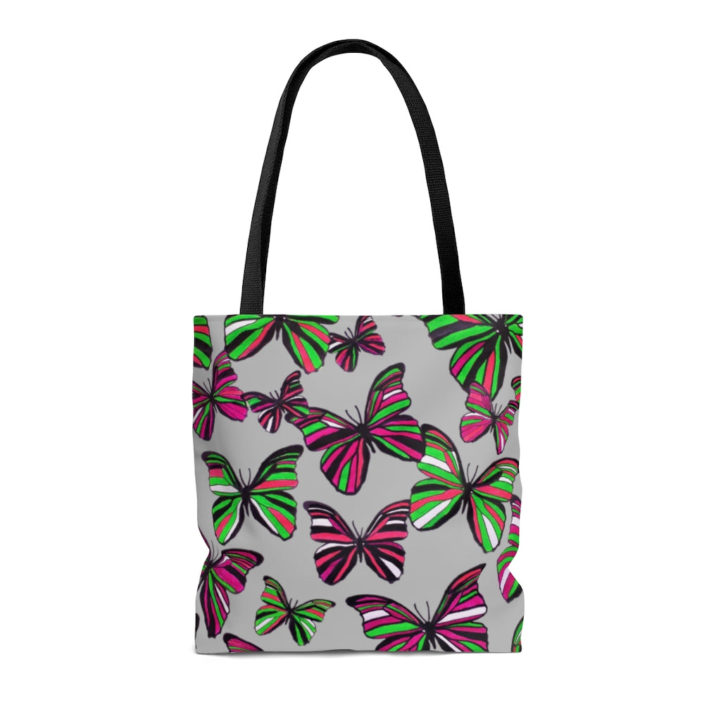 AOP Butterflies Slate Tote Bag