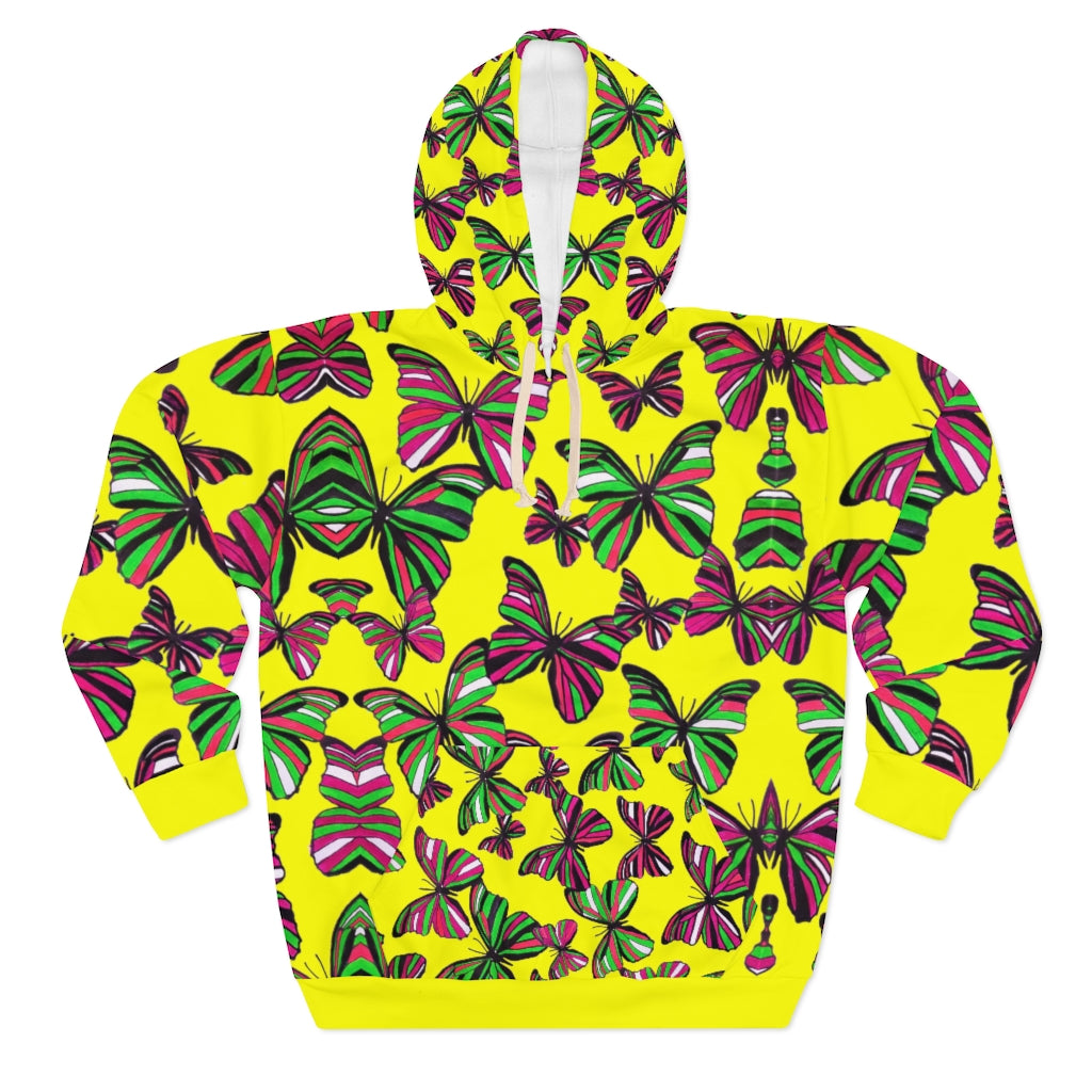 Butterflies Pullover Yellow Hoodie