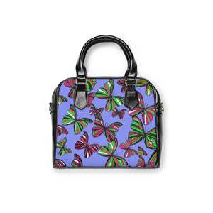 very peri butterfly print handbag