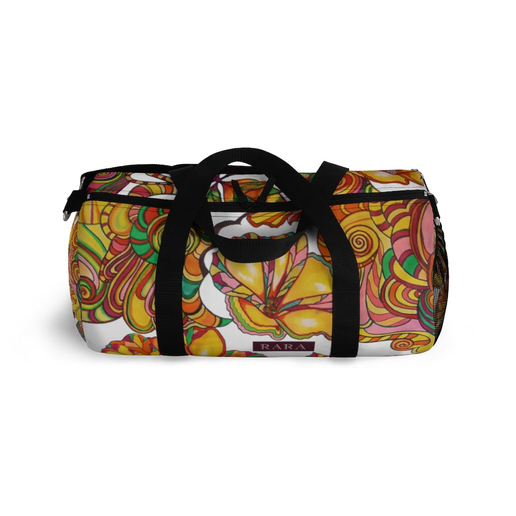 Artsy Floral White Duffel Bag