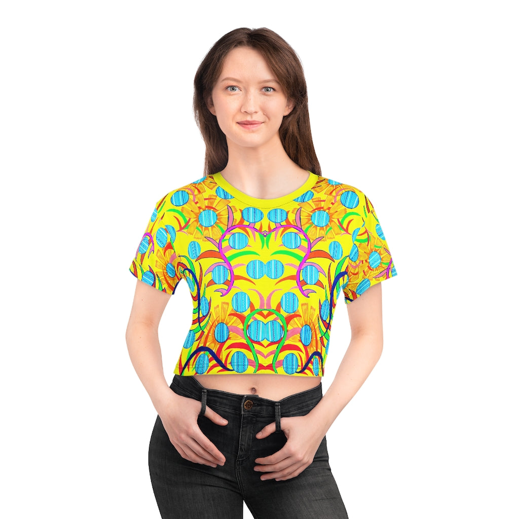 Canary Sunflower AOP Crop Tee