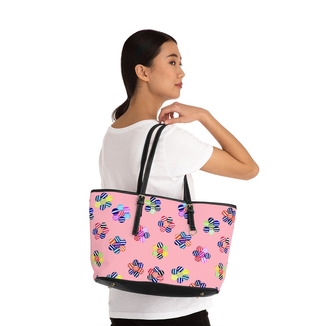 Blush Candy Florals PU Leather Shoulder Bag