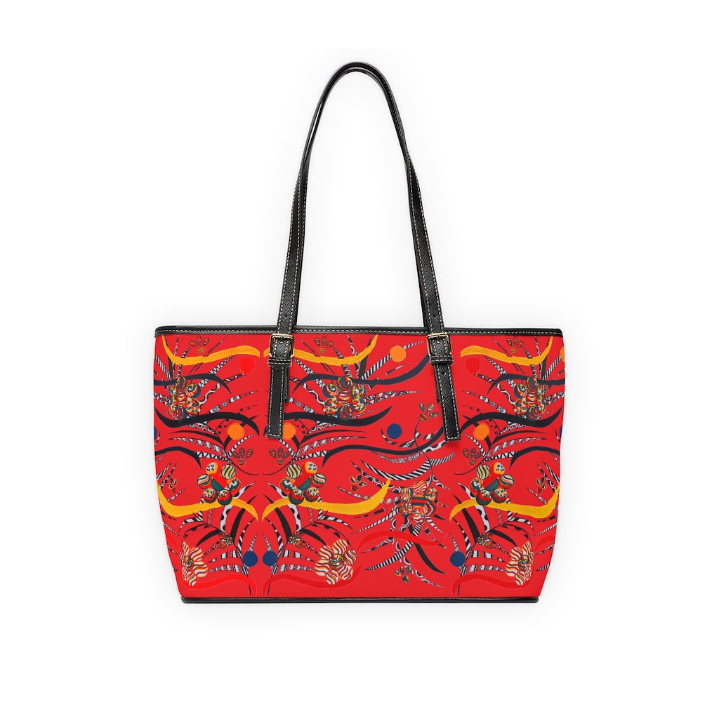 red  animal & jungle print tote bag