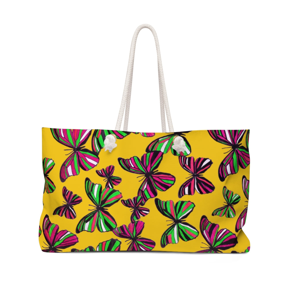 Butterflies Yellow Weekender Bag