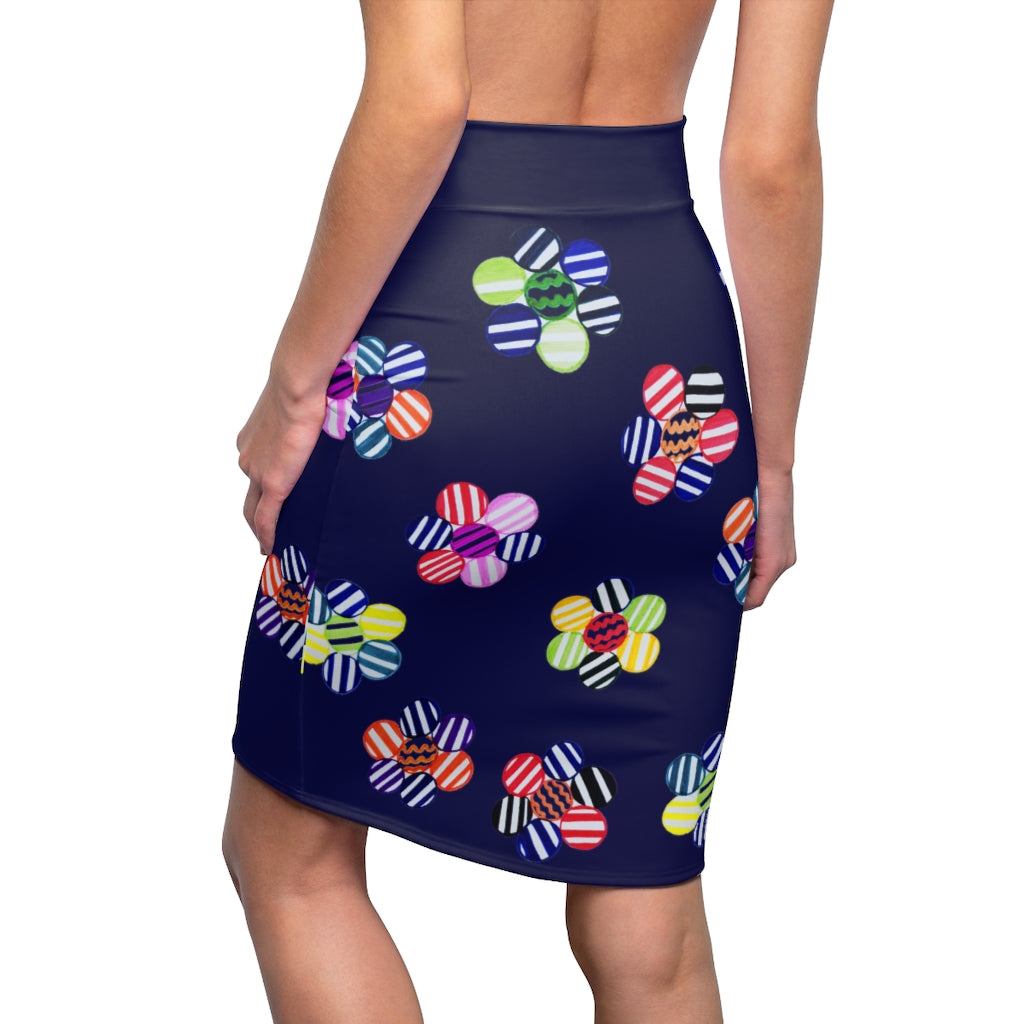 Ink Candy Florals Print Pencil Skirt