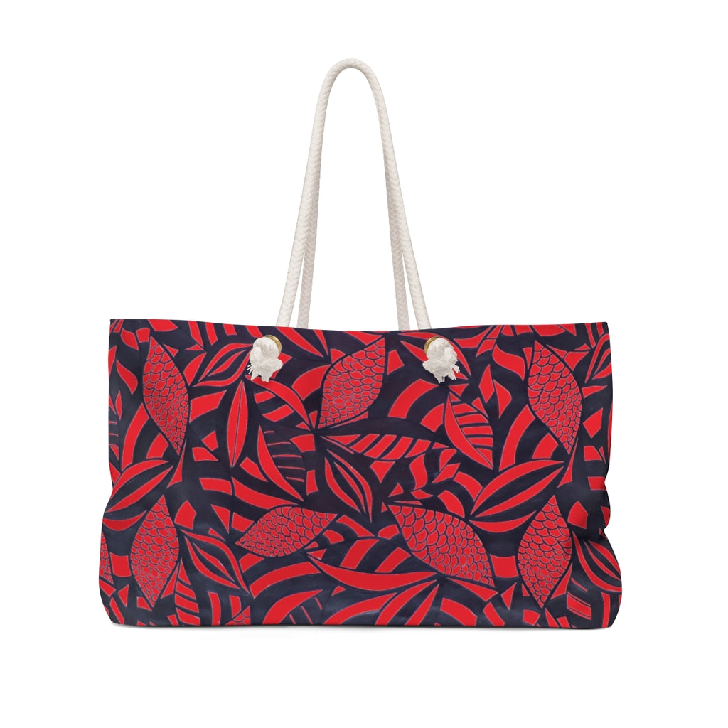 Tropical Minimalist Scarlet Weekender Tote Bag