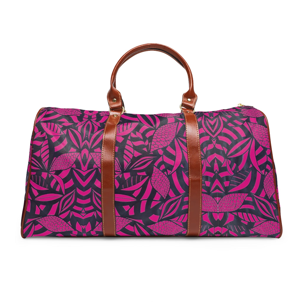 Hot Pink Tropical Minimalist Waterproof AOP Travel Bag