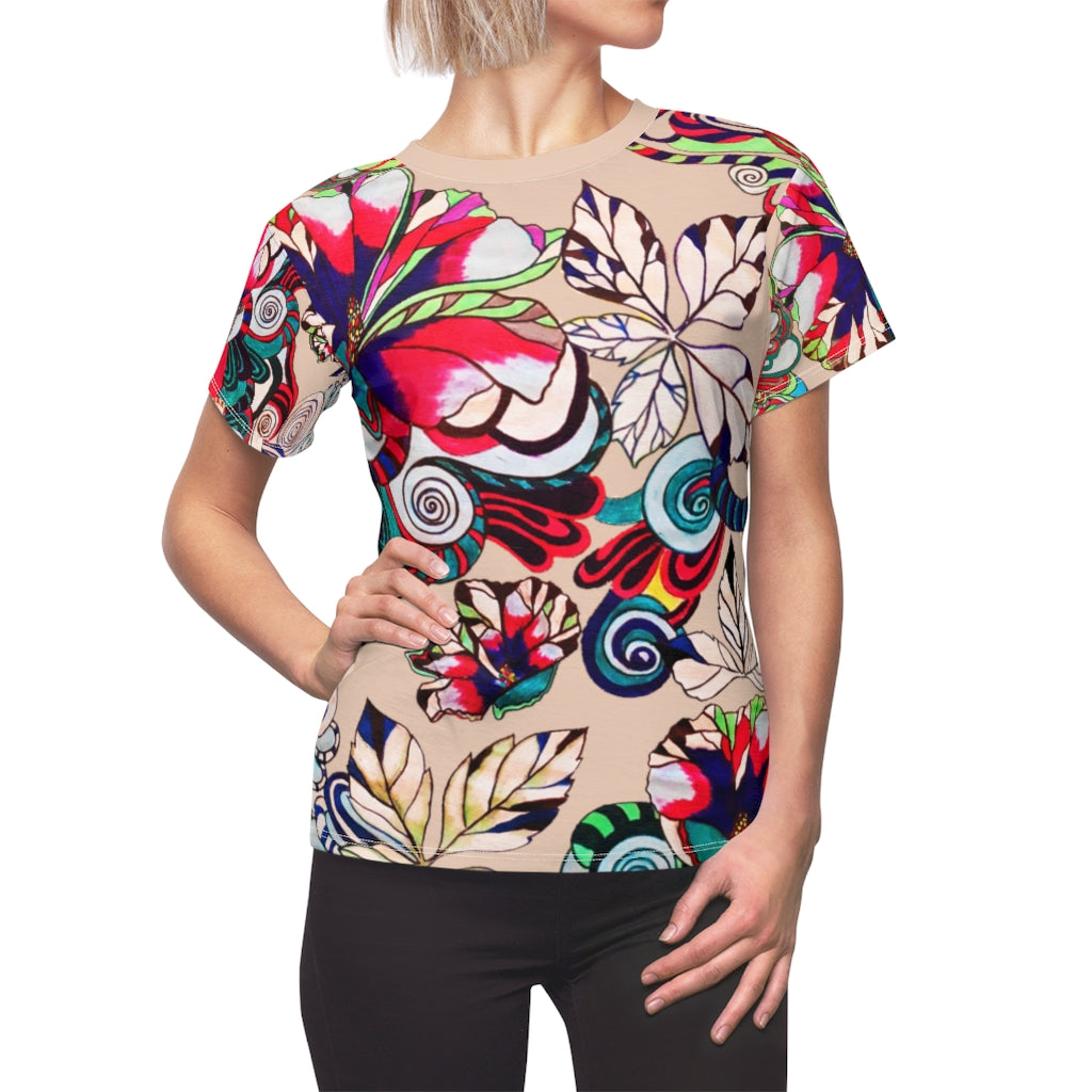 Graphic Floral AOP Nude T-Shirt