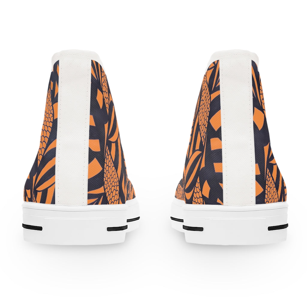 peach tropical print hightop women's sneakers