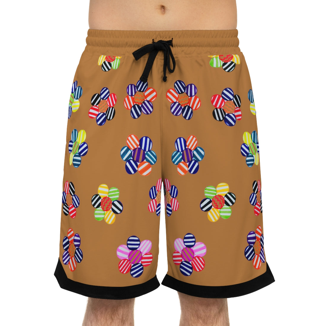 tussock geometric floral print basketball shorts