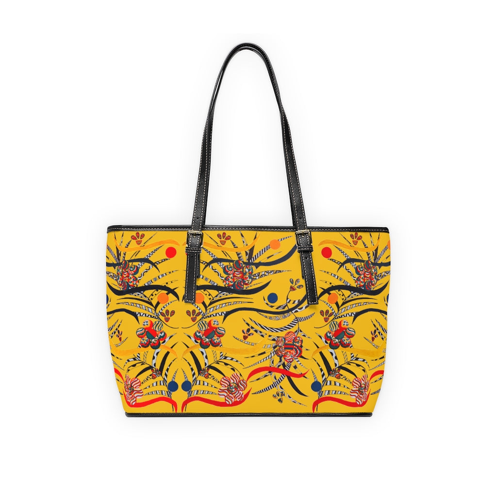 yellow  animal & jungle print tote bag