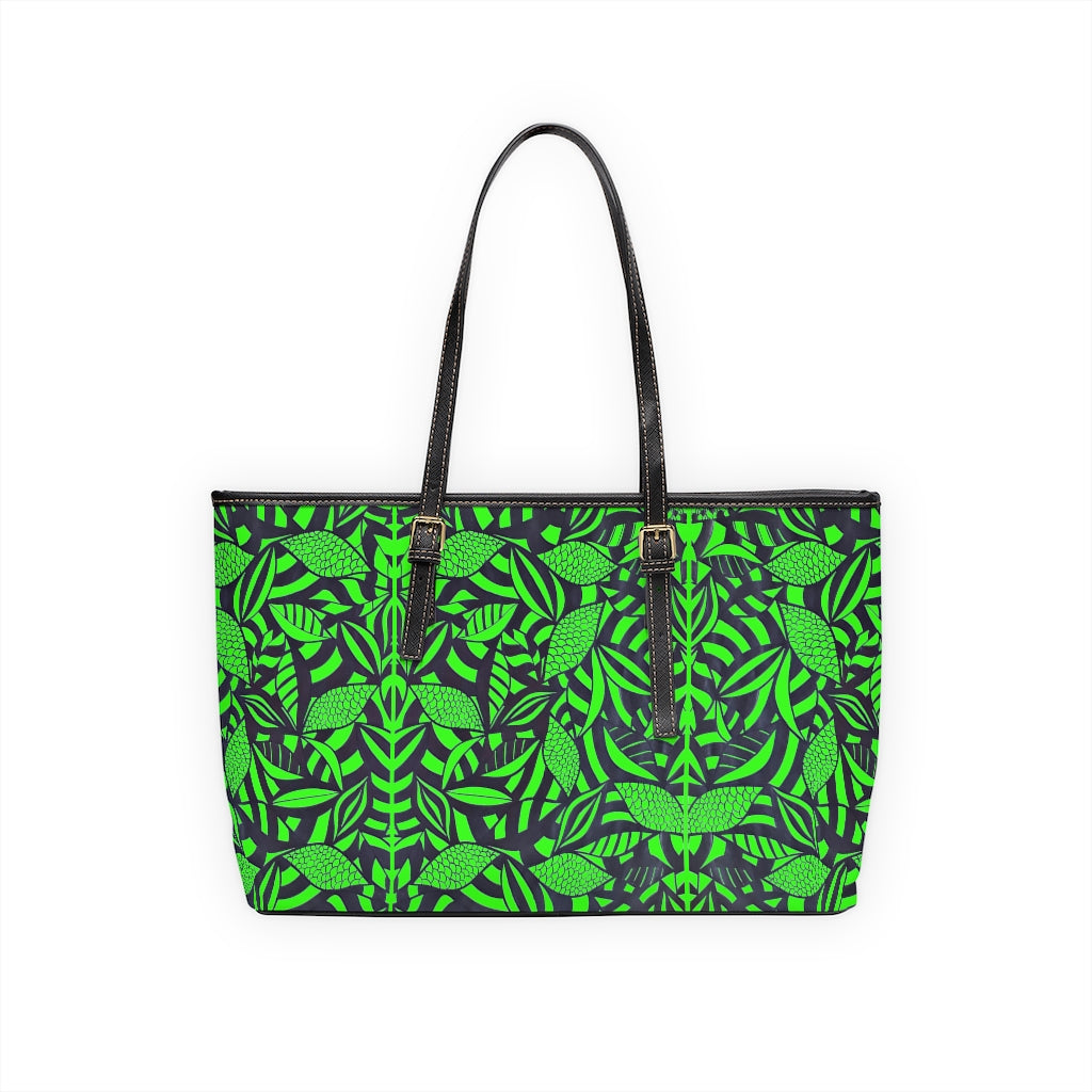 Neon Green Tropical Minimalist PU Leather Shoulder Bag