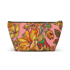 Peach Artsy Floral Accessory Pouch