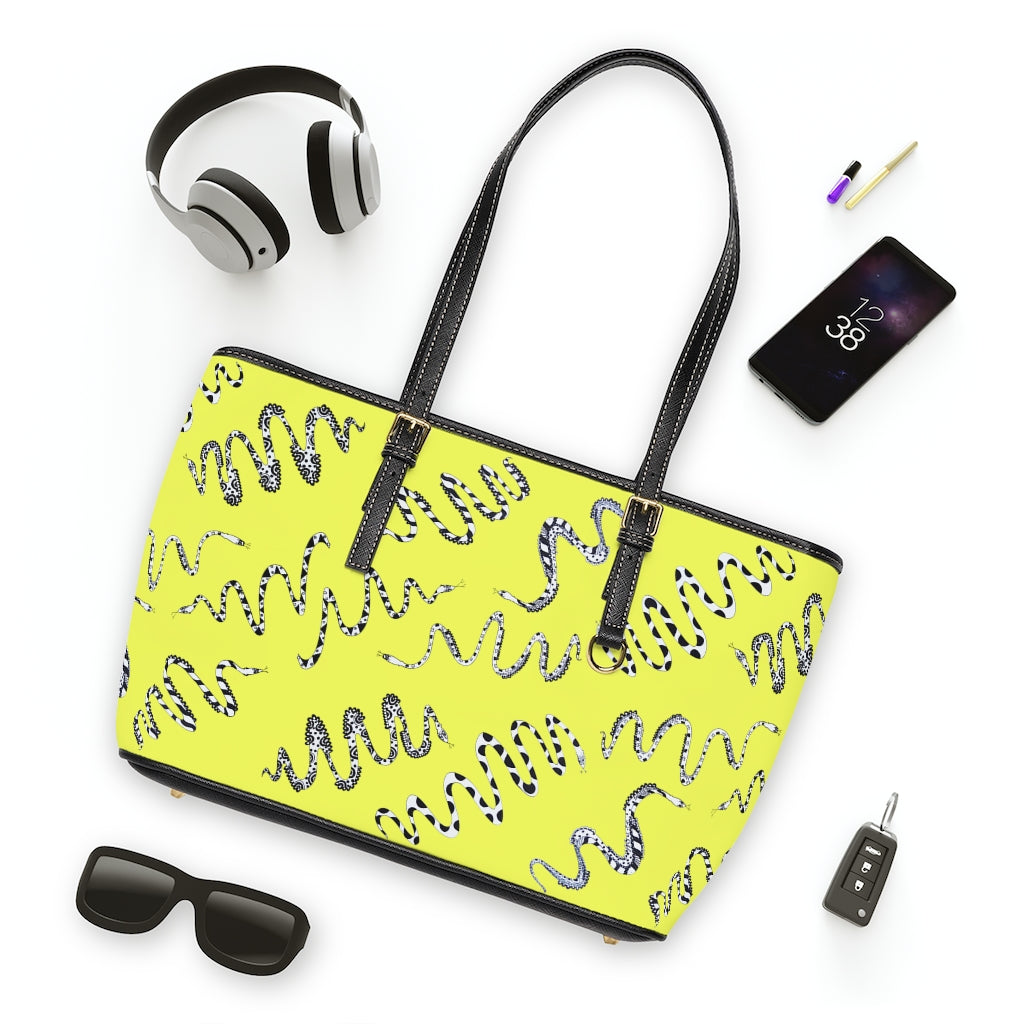 canary snake print tote bag