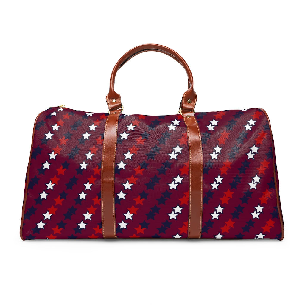 marsala star print travel bag