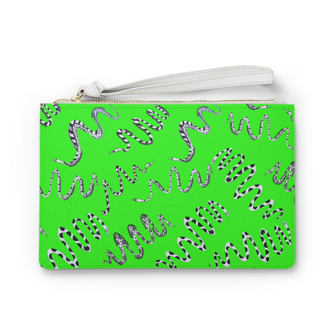 Neon Green  Snake Print Clutch Bag