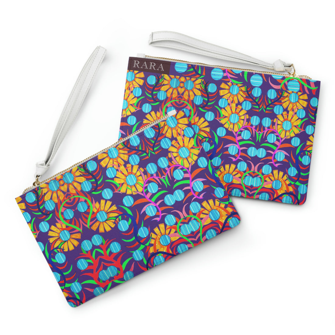 Purple Sunflower Print Clutch Bag