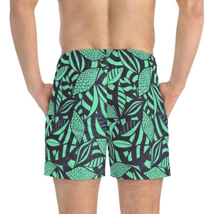 Neo Green Tropical Minimalist Men's Swimming Trunks