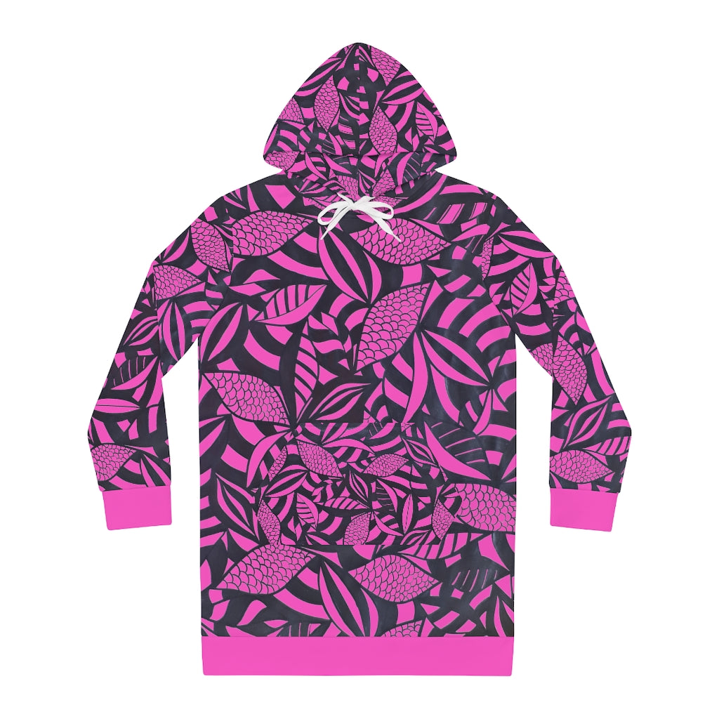 hot pink tropical print hoodie dress 